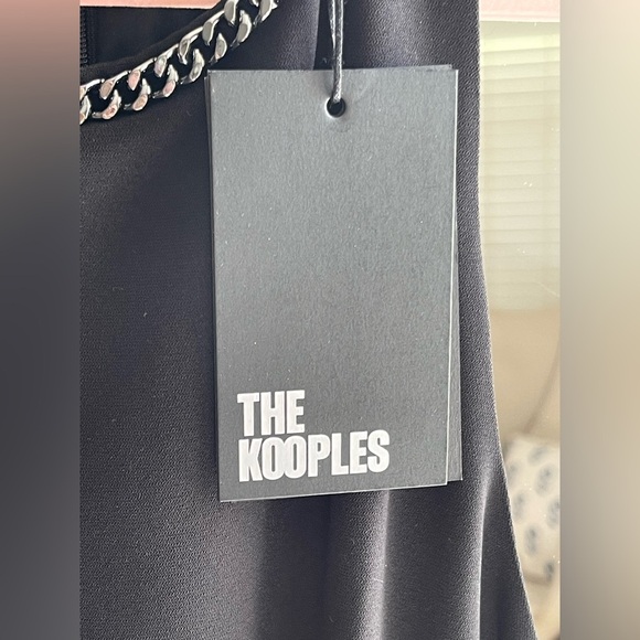 NWT The Kooples BLACK CREPE JUMPSUIT with Silver Chain Neck Detail - Picture 7 of 16